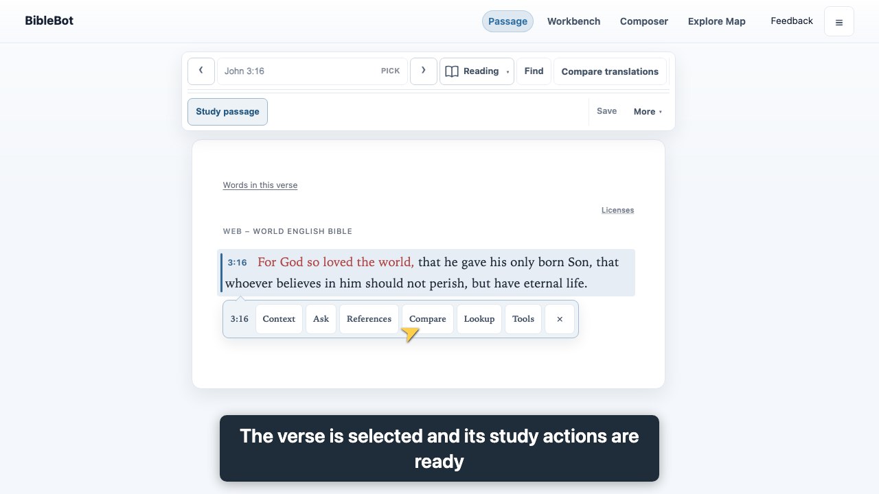 Still preview of selecting a verse in Passage
